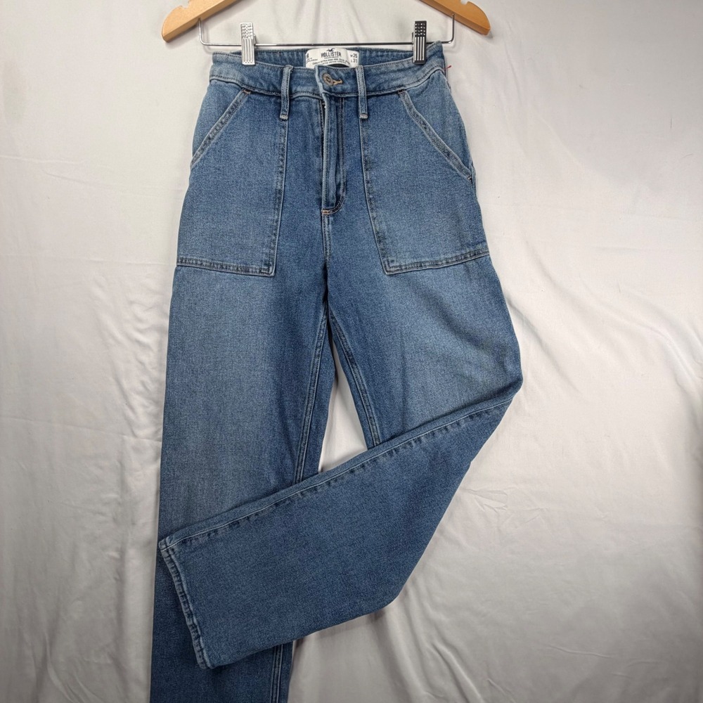 Hollister Dad Jeans W25 L31 Blue Curvy Ultra High Rise Vintage Stretch 1979